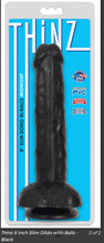Load image into Gallery viewer, Thinz 8 Inch Slim Dildo with Balls - Black